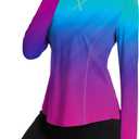 Avoogue Women UPF 50+ UV Shirts Long Sleeve with Thumb Holes Workout Sun Shirt Quick Dry Athletic Hiking Running Tops (Medium, Gradient Rainbow)