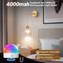 Vintage Wall Sconce Battery Operated,Rechargeable Wall Lights Set of Two,Dimmable Glass Wall Sconces with Remote Control,15 Colors,Wireless LED Wall Lamp for Bedroom Living Room Bathroom Hallway