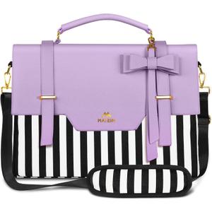 MATEIN Laptop Tote Bag for Women, 15.6 inch Cute Computer Sleeve Case Briefcase with RFID Pocket for Nurse Teacher, Lightweight Messenger Carrying Shoulder Handbag, Sister Gift for Office Work, Purple