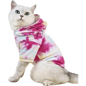 Tie Dye Dog/Cat Hoodie Puppy Sweater Sweatshirt, Cold Weather Coat Pet Clothes for Dog Cat, Small Size