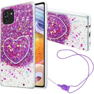 For Samsung Galaxy A03/SM-A035F Phone case, Soft TPU Cushion to Protect The Cute Phone case, with Bracket and Lanyard, Suitable for Samsung Galaxy A03/SM-A035F Case (Purple)