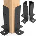 4 Pcs Adjustable Deck Post Anchor Brackets Kit - Fit 1.5x1.5, 2x2, 2x4, 4x4 Posts - Heavy Duty Half Column Black Support Base for Wood Fence Pergola Railing