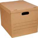 Amazon Basics Moving Boxes with Handles and Lids, 19 x 14.5 x 15.5 in, Brown, 10-Pack, Medium