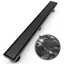 WEBANG 36 Inch Linear Shower Drain Rectangular Floor Drain with Accessories Reversible 2-in-1 Cover Tile Insert Grate Removable SUS304 Stainless Steel CUPC Certified Matte Black