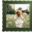 12x12 Picture Frame with Mat for 10x10, Wavy Edge Wooden Real Glass Photo Frame for Wall Hanging, Green, 1 Pack