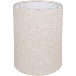Tall Drum Lamp Shade for Table Lamps, Floor Lamp, Cloth Lampshade 10" Top X 10" Bottom X 13" High, Beige Large Line Fabric, Easy Assembly