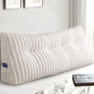 Headboard Pillow Full, Triangular Wedge Pillow Headboard Full, Cushion Headboards Reading Pillows, Backrest Pillows for Sitting in Bed or Working with Removable Cover, Beige