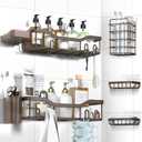 NESOMI Shower Caddy Adhesive Shower Organizer 7Pack, Rustproof Stainless Steel Bathroom Shelves, Large Capacity NoDrill Rack Storage Accessories with Soap Dish Toothbrush Holder Hooks