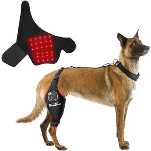 Dog Knee Brace Support for ACL & Knee Joint Issues with Red Infrared Light Therapy, Pain Relief for Arthritis & Ligaments, Portable & Cordless, Patent Pending Righ Leg, XL