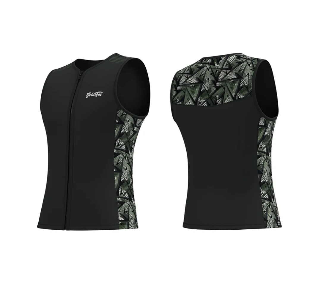 GoldFin Wetsuit Top for Men Women, 2mm Sleeveless Front Zip Neoprene Wet Suit Vest Jackets L
