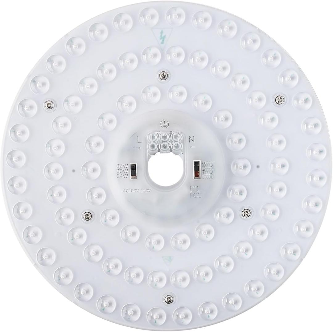9" 36W LED Ceiling Fan Light Retrofit Kit, Ceiling Light Replacement kit, 5CCT 3000K 3500K 4000K 5000K 6000K Adjustable, 24W 30W 36W Switch, 4300LM 120V ETL (36, Watts)