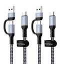 2 in 1 USB C to C Cable 100W (6FT, 2Pack), 5A Fast Charging Type A to C Charger Cord Nylon Braided USB C Cable for iPhone 16 Max Series, MacBook Pro, iPad (100W Cable)