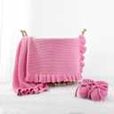 Ruffle Knit Blanket for Baby - 100% Luxury Soft Cotton Knit Warm Cozy Cuddle Stroller Crib Blanket for Newborns, Infants, & Toddlers (Rose Pink)