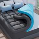 ELEMUSE Dual Layer 3 Inch Memory Foam Mattress Topper Cal King, 2 Inch Cooling Gel Memory Foam Plus 1 Inch Down Alternative Pillowtop Mattress Pad with Cooling Cover, Soft Comfort Support, Grey