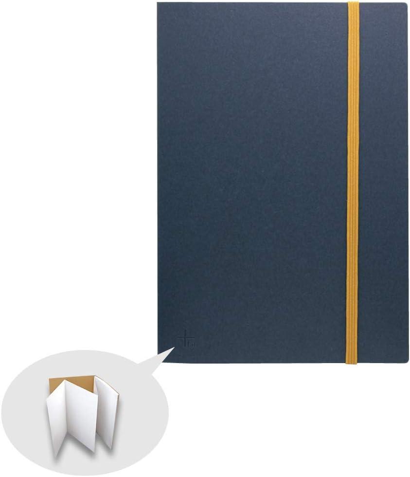 IPPINKA Japanese Premium Accordion Notebook, Scrapbook, Perforated, A5, Plain, Indigo
