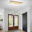 ykolupty 10-Lights Chandeliers for Dining Room Glass Globe Pendant Light Gold Chandeliers Rectangle Pendant Ceiling Light Fixture for Kitchen Island Dining Room Over Table Entryway Lighting Fixture