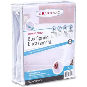 Guardmax Premium Box Spring Cover - Full Size Waterproof and Bed Bug Proof Zippered Box Spring Encasement - 6 Side Absorbent Boxspring Protects Against Bed Bugs, Dust Mites, Dirt, Spills, and Stains.