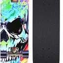 Skateboards for Beginners Kids Boys Girls and Adults,31''x8'', 7-Layer Maple, Double Kick Concave, Fascinating Cool, Solid&Durable (Colorful skeletons 02)