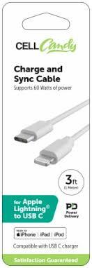 CCY 3 FT USB C TO LIGHTNING CABLE WHITE
