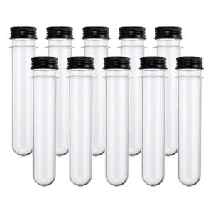 PATIKIL 40ml Test Tubes, 25pcs 5.51x0.98" Plastic Clear Round Bottom Test Tube Containers with Caps for Bead Party Candy Bath Salt Storage Scientific Experiment Plant Propagation, Black