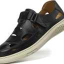 Men's Sandals Summer Breathable Sport Sandals Arch Support Casual Leather Adjustable Closed Toe Outdoor (7, Black)