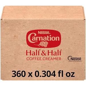 Nestle Carnation Coffee Creamer Half and Half, Made with Real Dairy, 0.304 fl oz Tubs (Pack of 360) Use before Oct 05 /25