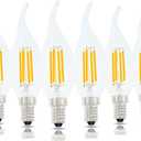 E14 LED Bulb European Base 4W LED Chandelier Light Bulbs Dimmable 40W Equivalent,Flame Tip Candelabra LED Bulbs,110V 2700K Warm White,6 Pack