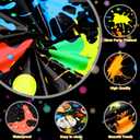 Tioncy 3 Pack Glow Party Table Covers Neon Round Tablecloths 84 84 Inch Disposable Plastic Paint Splatter Birthday Party Table Cloth for Glow in The Dark Black Light Supplies