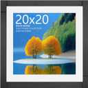 20x20 Picture Frame, Puzzle Frame for Wall, Black Picture Frame for 20 x 20 Square Picture Poster Photo, Wood Gallery Poster Frame