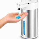 Automatic Liquid Soap Dispenser Touchless, 304 Stainless Steel Hand Soap Dispenser, USB Rechargeable, 4 Adjustable Levels, 13.5 oz (400 ml), for Kitchen & Bathroom (White, Liquid)