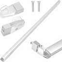 Glass Shower Door Towel Bar 25" Bright Chrome Compatible with Alumax Basco Sliding Shower Door Handle Replacement with Silver Transparent Brackets,Fits Framed Shower/Tub Enclosure Doors Up to 26" Wide