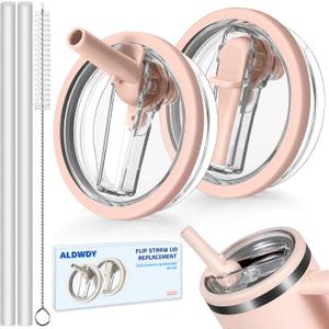 2 Pack 40 oz Flip Straw Leak Proof Lid for Stanley H2.0 Quencher, Stanley Lid Replacement 40 oz for Stanley Cup Accessories ProTour, No Spill Proof Straw Cover for Stanley (Pink & Pink)