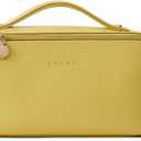 EACHY Travel Makeup Bag, Large Capacity Cosmetic Bag for Women, Waterproof PU Leather, Flat Open Portable Toiletry Bag for Skincare, Brushes & Travel Essentials