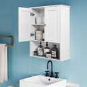 Bathroom Cabinet Wall Mounted Over Toilet Storage Cabinet, 24x30 Inch Wooden White Bathroom Wall Cabinet Above Toilet Storage Medicine Cabinets for Kitchen Laundry Bedroom