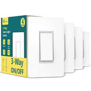 TREATLIFE 3 Way Smart Switch 4 Pack, 2.4GHz WiFi Smart Light Switch 3 Way, Works with Alexa, Google Home and SmartThings, Remote Control, FCC, Schedule, Neutral Wire Required
