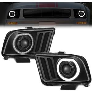 ELH LED Projector DRL Headlight Assembly Fit For 2005-2009 Ford Mustang LED 2005 2006 2007 2008 2009 05 06 07 08 09 Mustang Headlamp