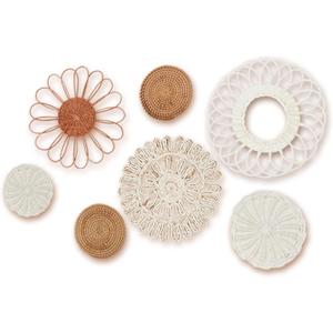 MeraMera Boho Wall Decor, Rattan Flower Wall Decor,Nursery Wall Decor,Nursery Decor Set of 7