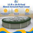 Blue Wave Silver 12-Year 12 ft x 20 ft Oval Above Ground Pool Cover for Winter, Durable & Weather-Resistant Polyethylene, 4-Ft Overlap, Black Underside, Reinforced Grommets, Winch, Cable, Forest Green