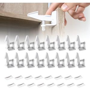 Inaya 16-Pack Cabinet Locks (Standard Length), Child Safety Latches - Baby Proofing Cabinets and Drawer Locks - 3M Adhesive - No Drilling & No Tools Required - Child Proof Your Home