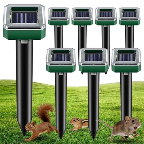 2026 Upgraded Mole & Snake & Skunk & Rabbit Repellent Solar Powered, Ultrasonic Deterrent Effective Get Rid of Gopher Raccoon Vole Groundhog Chipmunk for Yard Lawn Garden