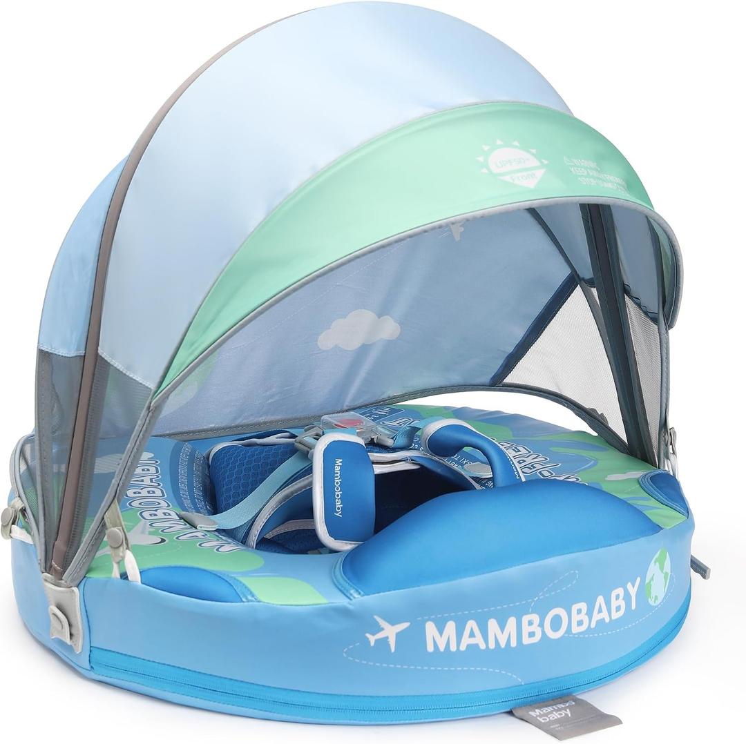 Mambobaby Add Tail Baby Float with Sun Canopy Earth, Large