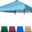 10x10 Canopy Replacement Top with Air Vent Silver Coated for Straight Leg Canopy Frame, (Turquoise)