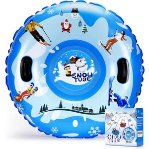40 Snow Tube, Inflatable Snow Tubes for Kids & Adults, Thickened Heavy Duty Sled with Cold-Resistant PVC and Raised Handle, Winter Toys for Outdoor Sledding, Christmas Snow Sleds Gift