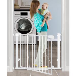 29-40Easy Walk Thru Baby Gate for Doorways&Stroller,Auto Close Dog Gate Indoor for Stair,No Drill Pressure Mounted Baby Gate with Large Walk-Through Door,Safety Gate for Children&Pets(White)