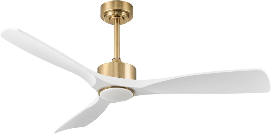 52 Inch Modern White and Gold Ceiling Fans with Lights and Remote