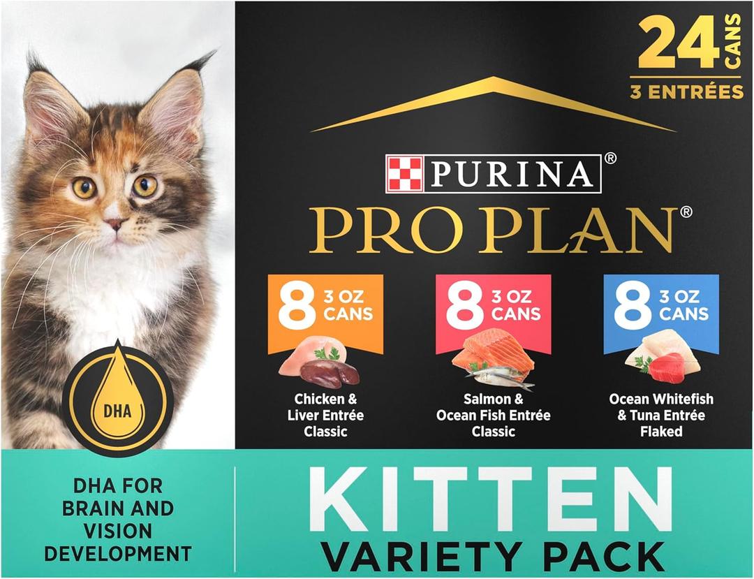 Purina Pro Plan High Protein Wet Kitten Food Variety Pack, DEVELOPMENT Kitten Favorites - (Pack of 24) 3 oz. Cans (EXP 09/01/27)