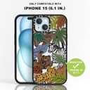 2 x for iPhone 15 Graffiti of Cartoon Animal Phone Case
