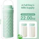 Mosthink 22oz Breast Milk Cooler Bottle, 360°Cooling Keeps Milk 24 Hours Fresh Portable Breastmilk Chiller with 2pcs Baby Storage Bottle for Travel & Outdoor Use, Breastfeeding Essentials