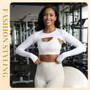 Hiball Workout Bolero Shrug Crop Top Long Sleeve Women, Sports Shrug Cropped Shirts, Cooling Shawl Arm Sleeves (White, L)