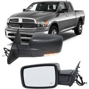 Driver Side Mirror Compatible with 2013-2018 Dodge Ram 1500 2500 3500 Mirrors with Heated Puddle Lamp Temperature Sensor Tuning LED Signal Power Fold Textured Black(10+2Pins), Left Driver Side-12 Pins